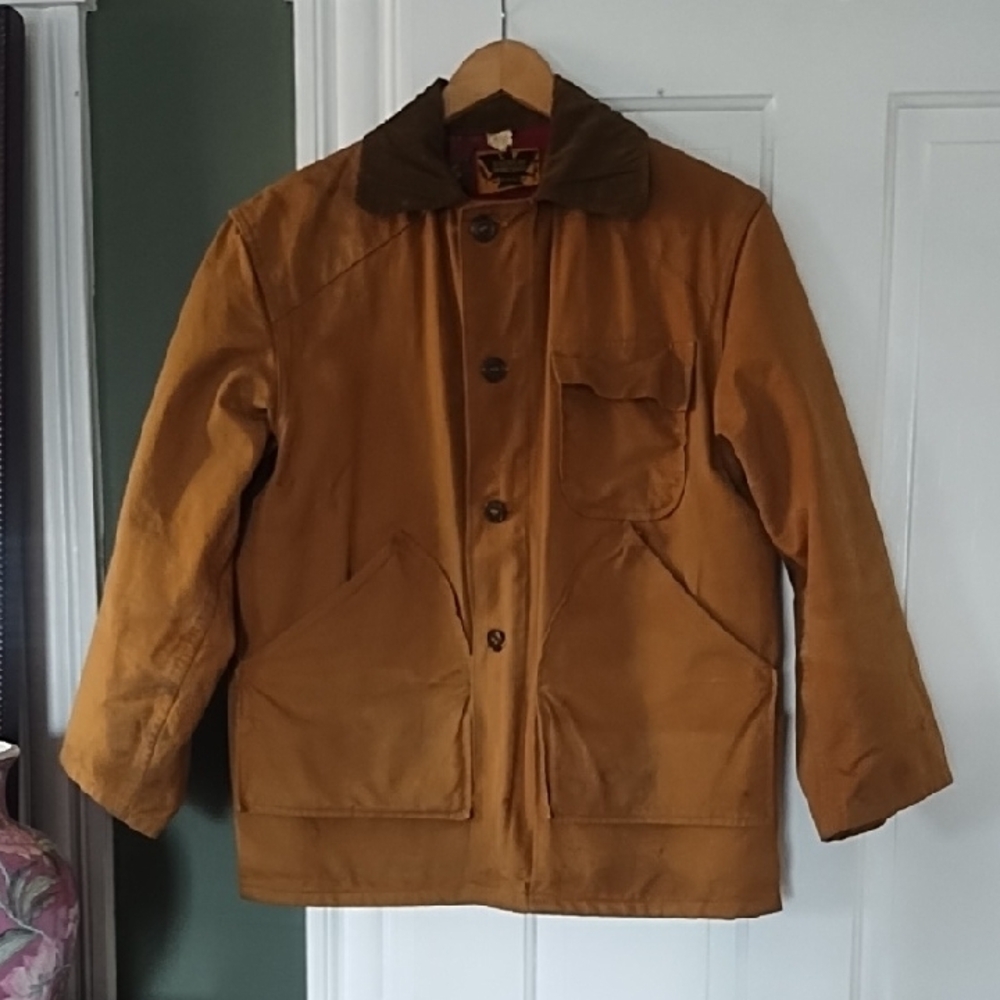 Vintage Cotton Duck Field Hunting Jacket With Flannel Interior Game Pouch